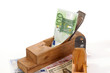 Old wood the planer and paper banknotes