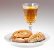 wineglass italian cantuccini on saucer