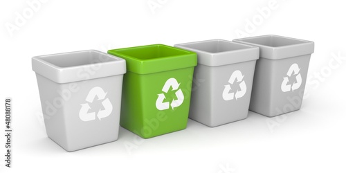 Illustration: Colored recycling bins Colored recycling bins