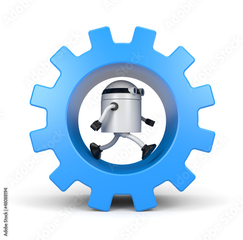 Illustration: Robot leaning on a gear Robot leaning on a gear