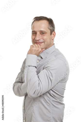 Photo: portrait of adult man, isolated on white background portrait of adult man, isolated on white background