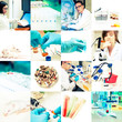 Research environment and workers, collage