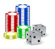 Poker gambling chips and set of dimes
