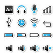 Vector: Electronic device / Computer software icons set as labels Electronic device / Computer software icons set as labels