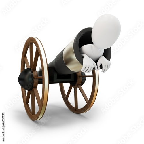 Illustration: 3d man with circus cannonball 3d man with circus cannonball