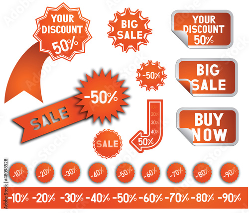 Vector: Set of Stickers With Sale, Big Sale ang Buy Now Caption Set of Stickers With Sale, Big Sale ang Buy Now Caption