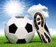 soccer ball and shoes in grass