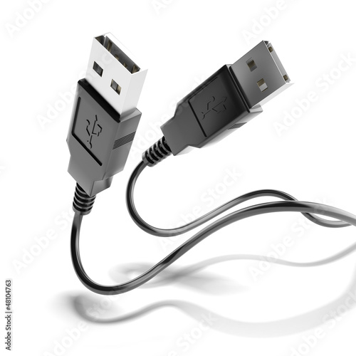Illustration: Two black usb plugs Two black usb plugs