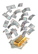 Photo: gold bar with bank notes gold bar with bank notes
