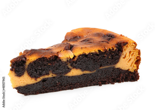 Photo: chocolate and pumpking brownie isolated on white chocolate and pumpking brownie isolated on white