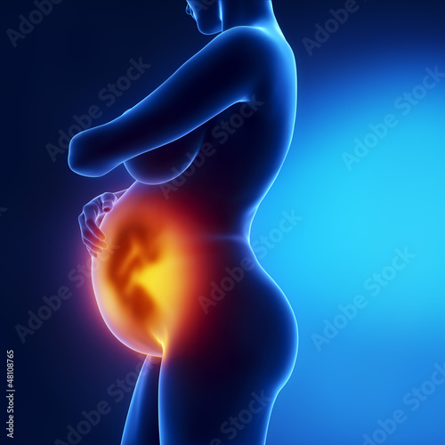 Illustration: Pregnant woman with visible fetus Pregnant woman with visible fetus