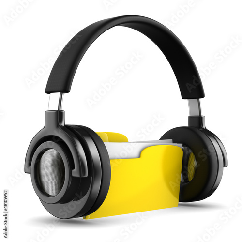 Illustration: music folder on white background. Isolated 3d image music folder on white background. Isolated 3d image