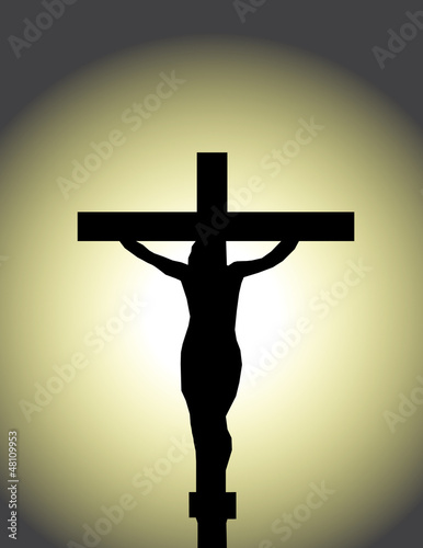 Vector: Jesus Christ Cross on The Colorful Cristal Wall in Temple Jesus Christ Cross on The Colorful Cristal Wall in Temple