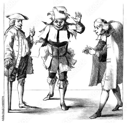 Illustration: 3 men - Caricature - 17th century 3 men - Caricature - 17th century
