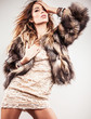 Portrait of attractive stylish woman in fur