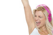 Woman enjoying loud music. Rock on