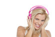 Woman enjoying music with headphones on