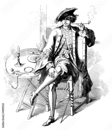 Illustration: Smoker - Elegant Man - 17th century Smoker - Elegant Man - 17th century