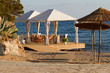 Beach resort restaurant at sunset