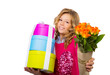 geschenk und blumen