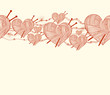 clew heart with knitting needle seamless pattern