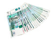 Thousands of russian roubles isolated on white background