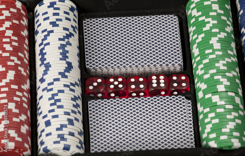 Photo: A photo of poker chips and cards in a briefcase A photo of poker chips and cards in a briefcase