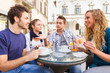 Group of Friends Having a Traditional Italian Breakfast