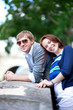 Foto: Happy laughing couple having fun outdoors Happy laughing couple having fun outdoors