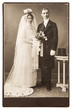 vintage wedding photo. just married couple