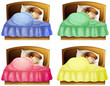 Vector: A sleeping girl on a bed A sleeping girl on a bed