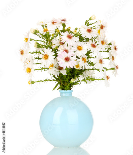 Photo: beautiful bouquet of white flowers in vase isolated on white beautiful bouquet of white flowers in vase isolated on white