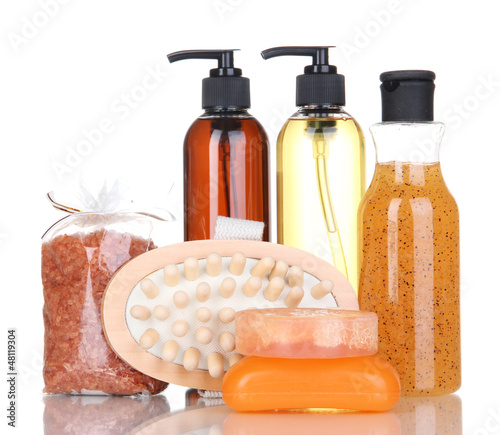 Photo: Set for care of a body isolated on white Set for care of a body isolated on white