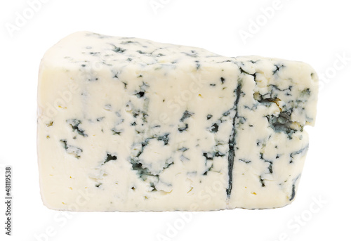 Photo: Cheese with mold isolated on white background Cheese with mold isolated on white background