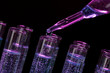 test-tubes with liquid on black background