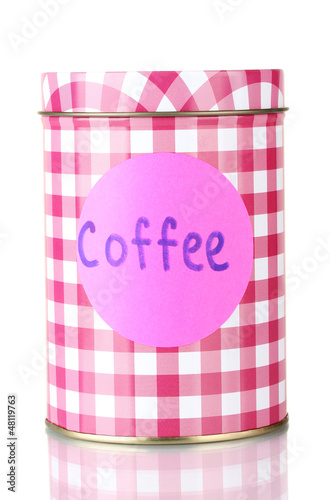 Photo: Coffee container isolated on white Coffee container isolated on white
