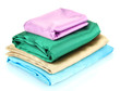 heap of cloth fabrics isolated on white