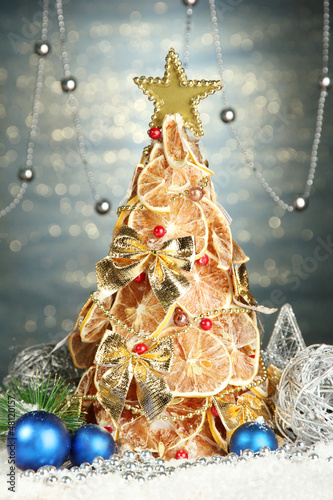 Photo: beautiful christmas tree of dry lemons with decor, beautiful christmas tree of dry lemons with decor,