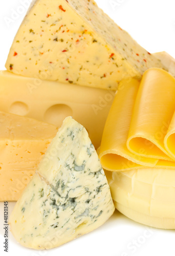 Photo: Various types of cheese close up Various types of cheese close up