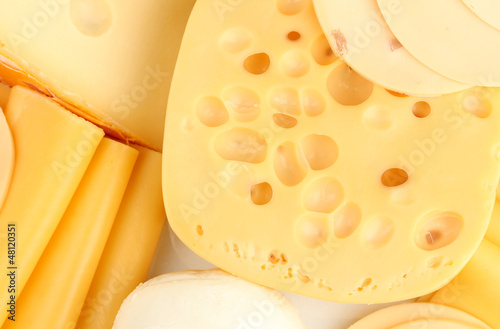 Photo: Various types of cheese close up Various types of cheese close up