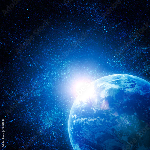 Illustration: realistic planet earth in space realistic planet earth in space