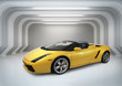 Sports car parked in futuristic interior