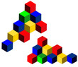 Illustration: 3d cubes - business corporate symbol, organisation coordination 3d cubes - business corporate symbol, organisation coordination