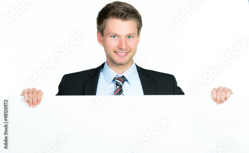 Photo: geschäftsmann mit werbetafel geschäftsmann mit werbetafel