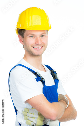 Photo: bauarbeiter mit bauhelm bauarbeiter mit bauhelm