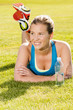 Happy woman jogger training in the park. Healthy lifestyle and p