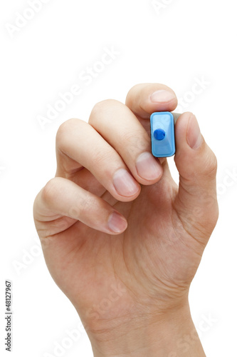 Photo: Hand Holding Blue Marker Hand Holding Blue Marker
