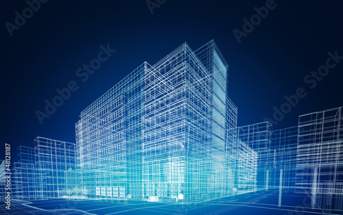 Illustration: wireframe buildings wireframe buildings