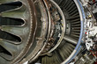 Large jet engine detail viewed from below
