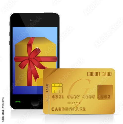 Illustration: internet shopping with smart phone and credit card internet shopping with smart phone and credit card